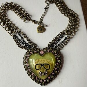 Betsey Johnson Heart Pendant Necklace with a Pug